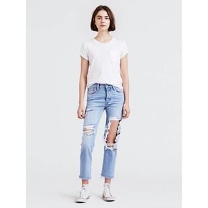Levi's 501 Original Cropped High Rise Leg  Distressed Jeans